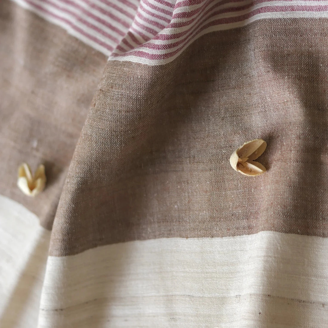 Ahimsa Peace Silk Stole | Grey, Brown & Pink Stripes