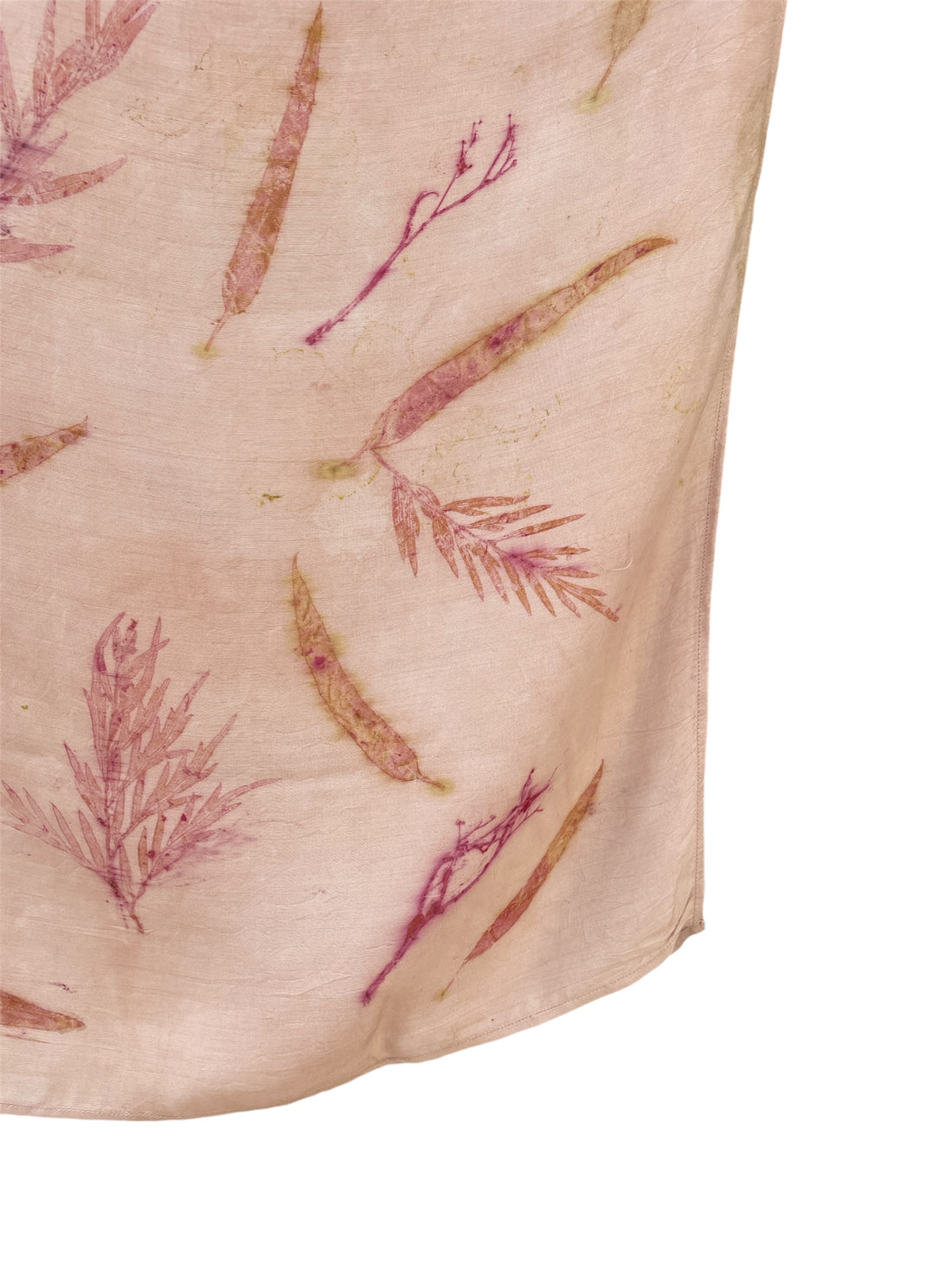 Eco-printed Muslin Stole | Pale pink with pink leaves