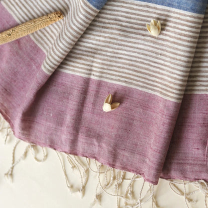Ahimsa Peace Silk Stole | Blue &amp; Pink Stripes