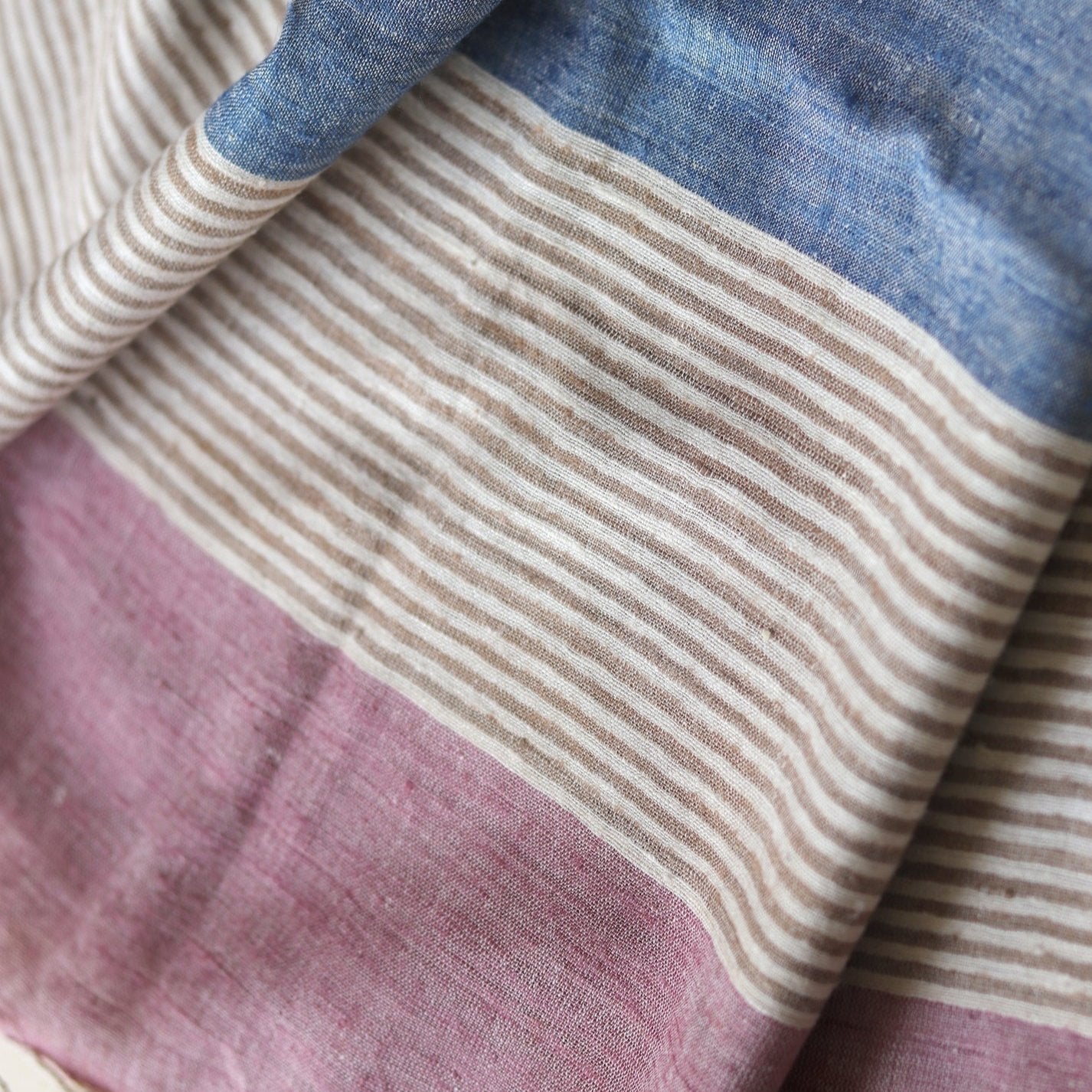 Ahimsa Peace Silk Stole | Blue &amp; Pink Stripes