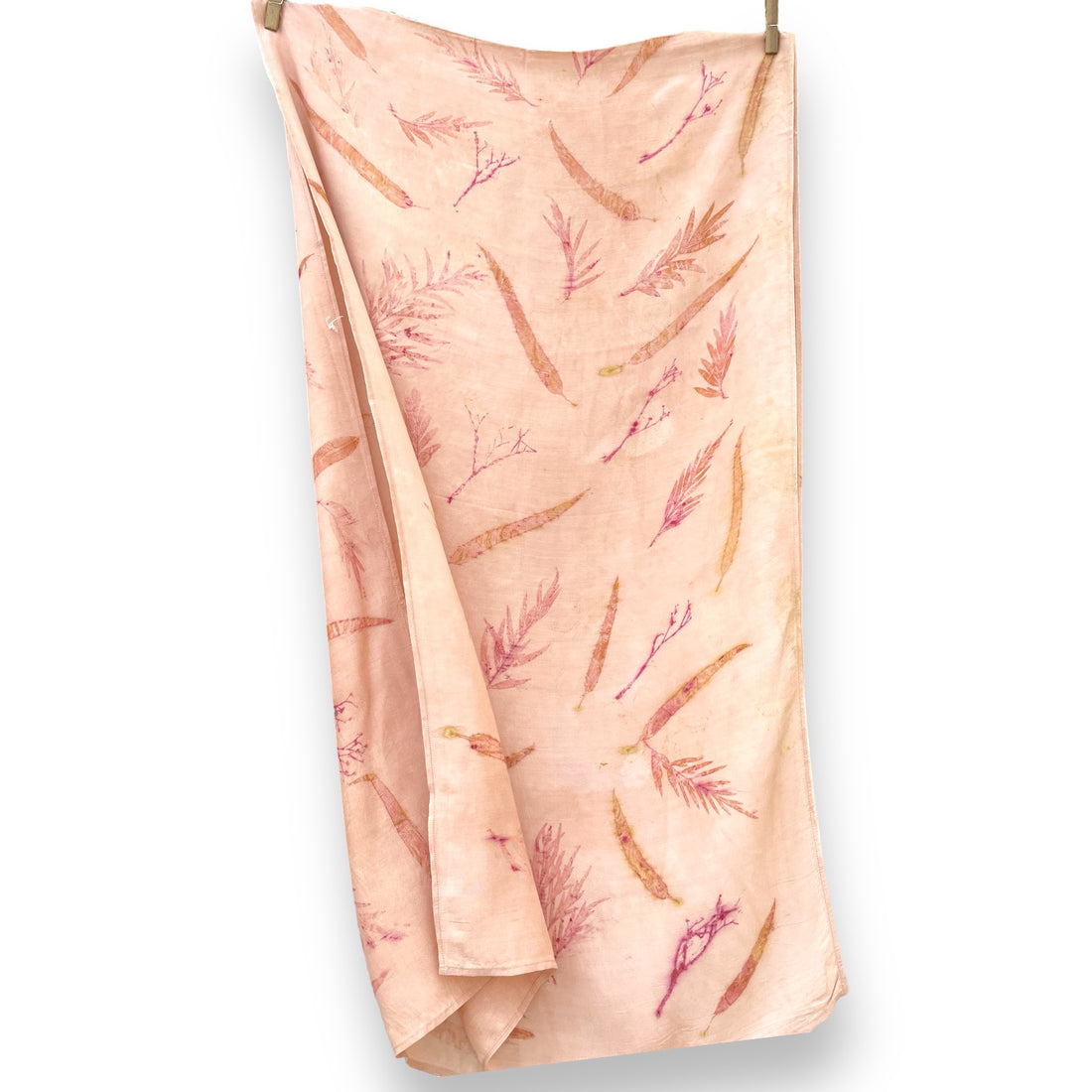 Eco-printed Muslin Stole | Pale pink with pink leaves