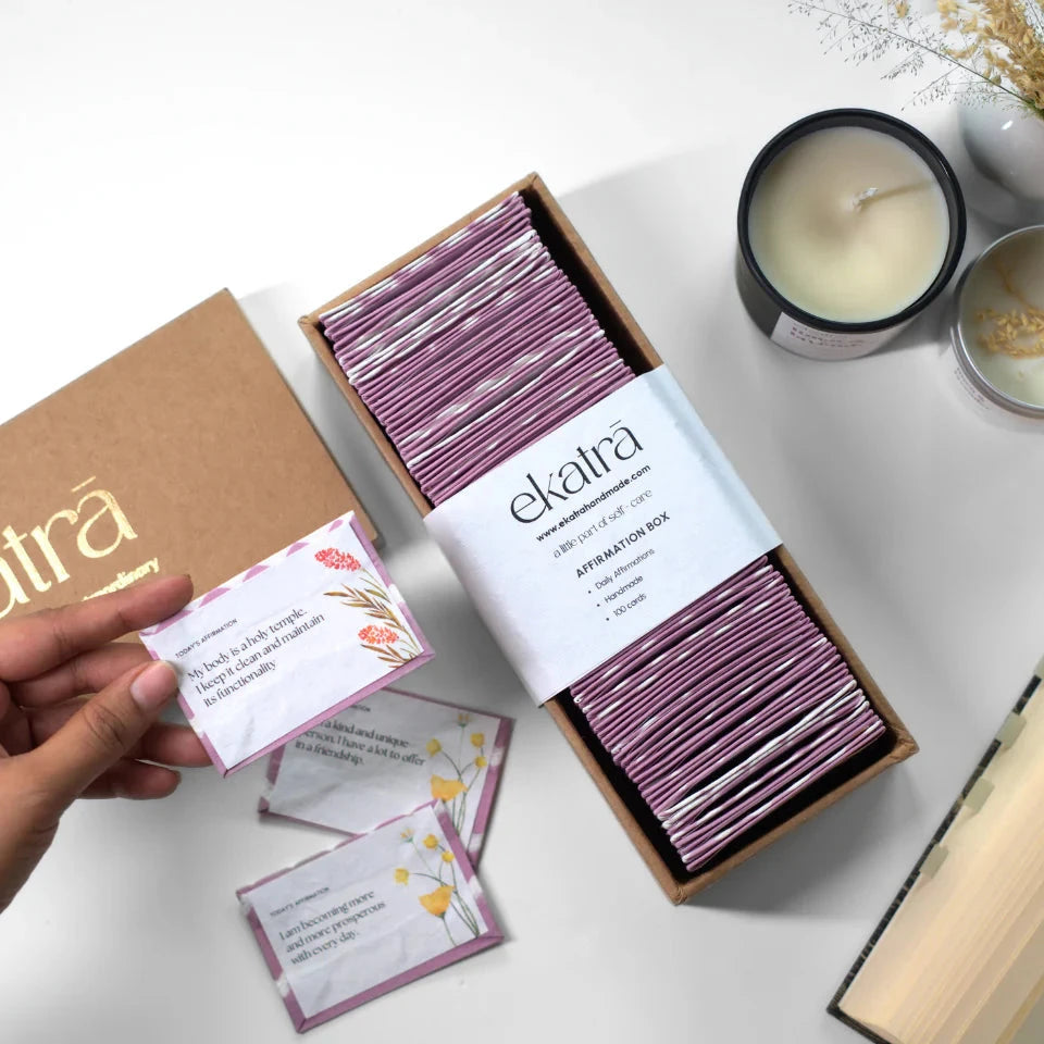 Sustainable Affirmation Box | Blockprinted cloth backing