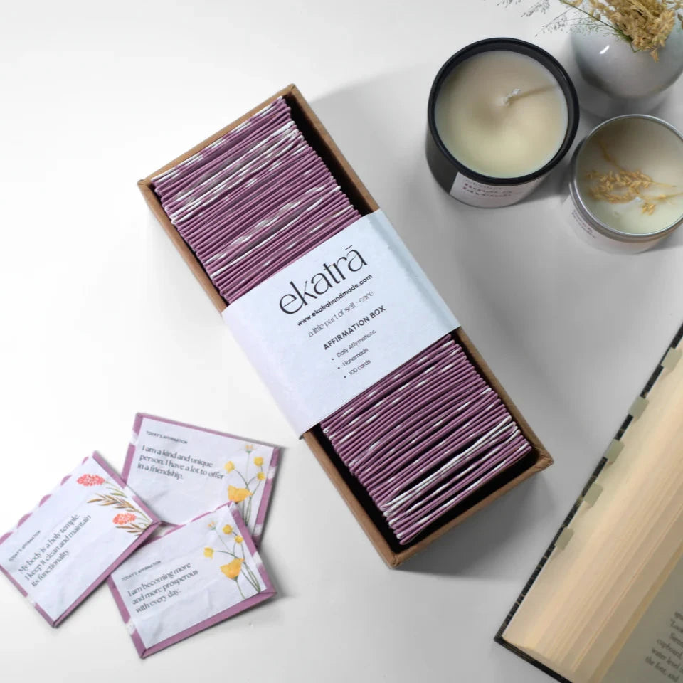 Sustainable Affirmation Box | Blockprinted cloth backing